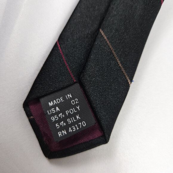 VTG Sears Classic Black Striped Polyester Silk Short Tie 55.75" x 3.25" USA - Picture 5 of 7